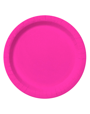 8 platos color fucsia (23cm) - Colores lisos