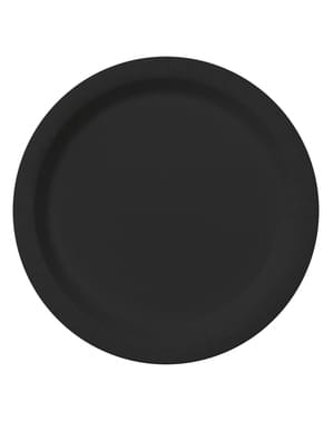 8 mustaa Lautasta (23 cm) - Yksiväriset