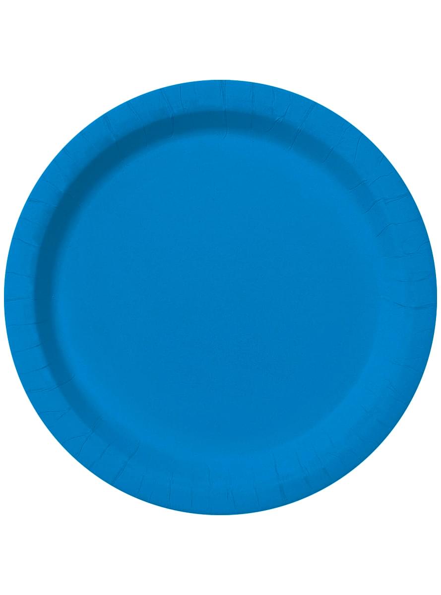 8 diskar í sjóbláum (23cm) - Einfaldar litir
