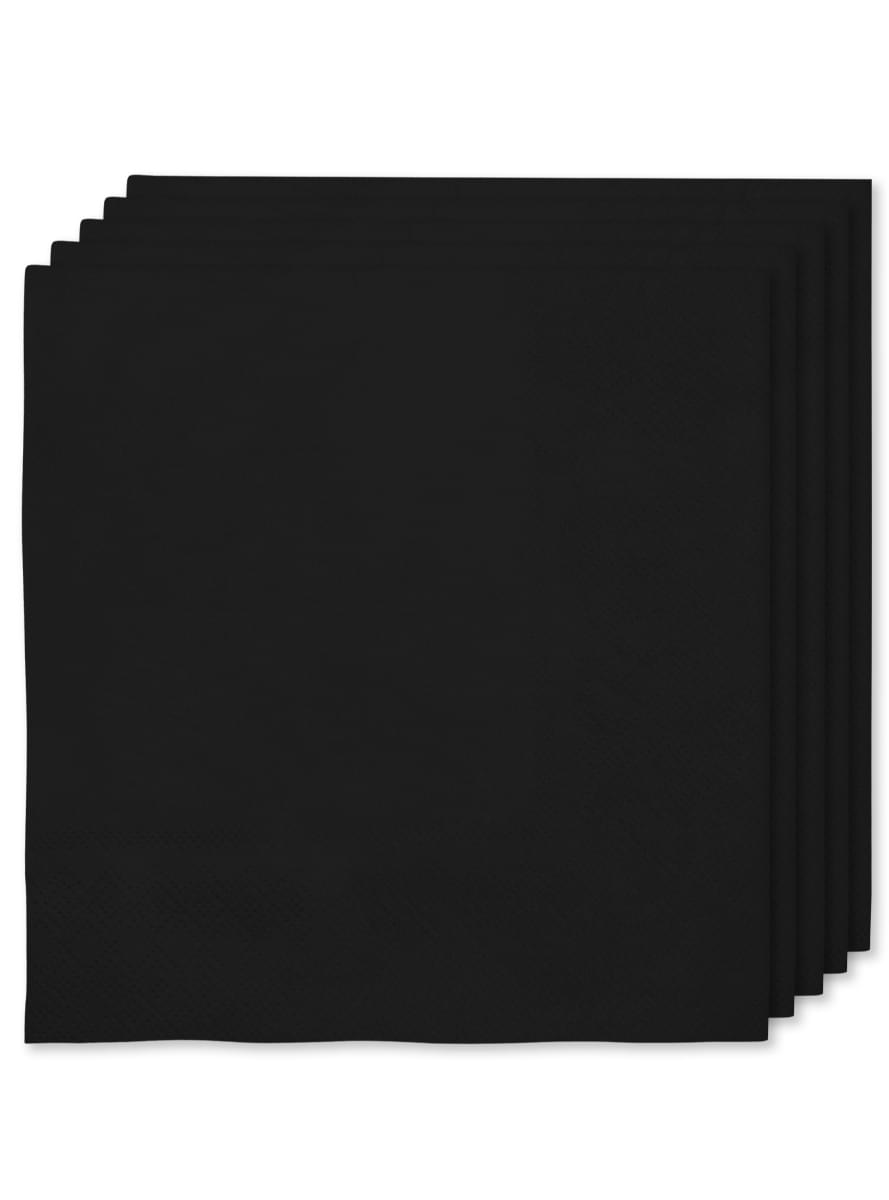 16 Black Napkins (33x33cm) - Plain Colours