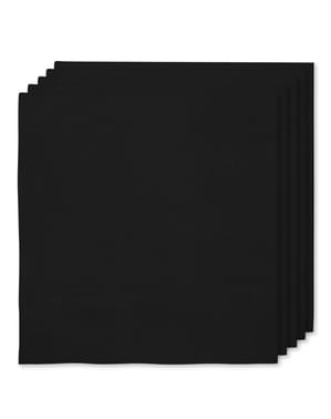 16 zwarte servetten (33x33cm) - Effen kleuren