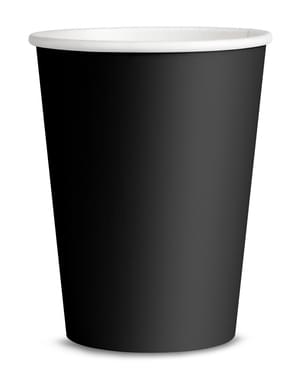 8 Black Cups - Plain Colours