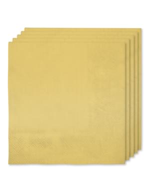 16 servetter guldfärgade (33x33cm) - Slätstrukna färger