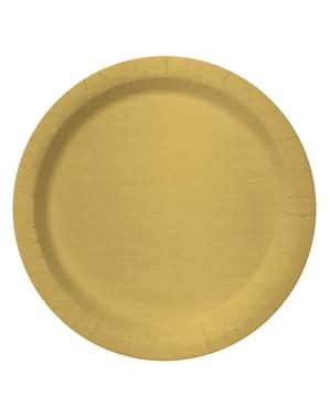 8 guld tallerkner (23 cm) - Plain Colours