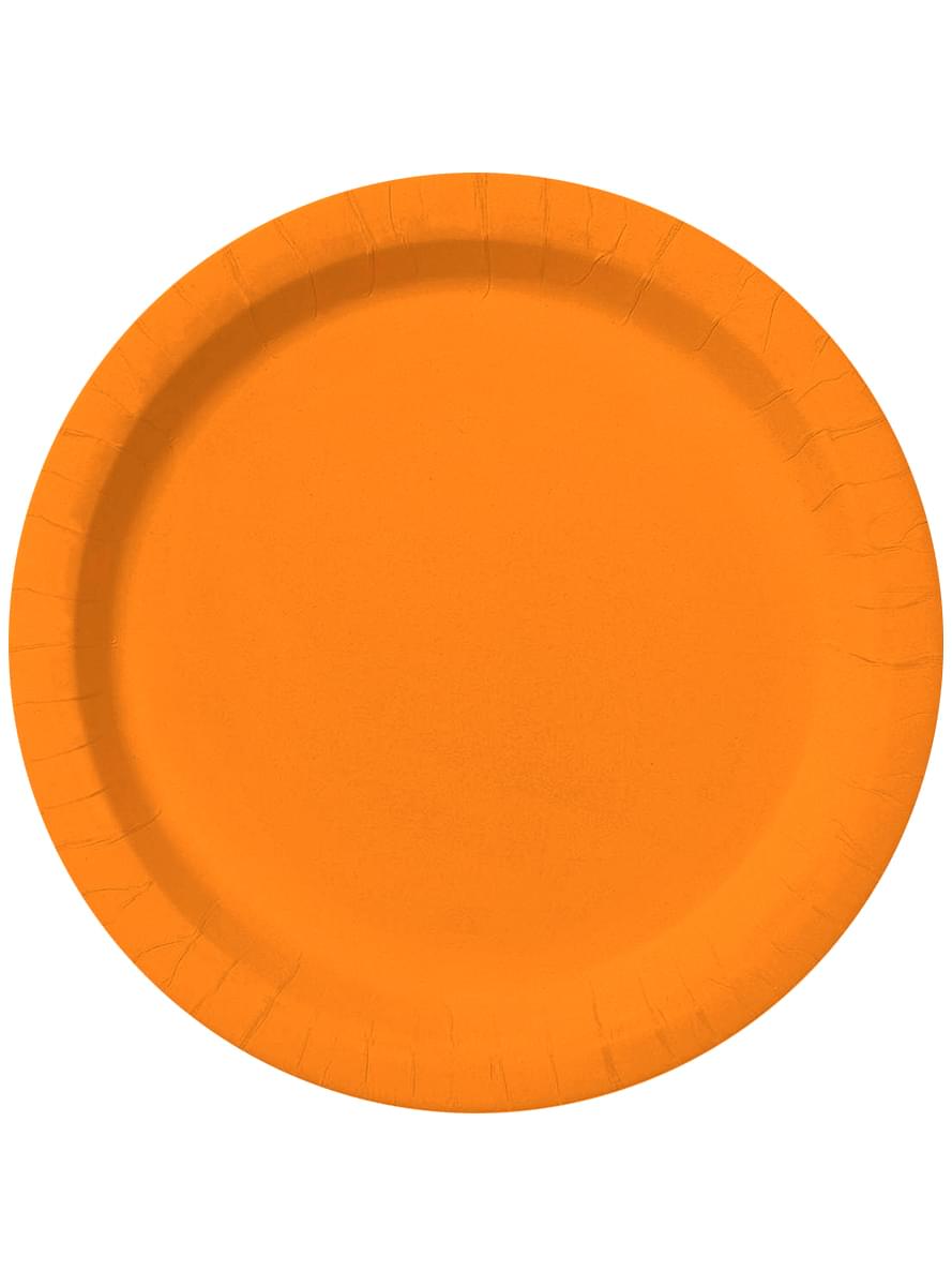 8 orange tallerkener (23 cm) - Plain Colours