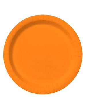 8 Orange Plates (23cm) - Plain Colours