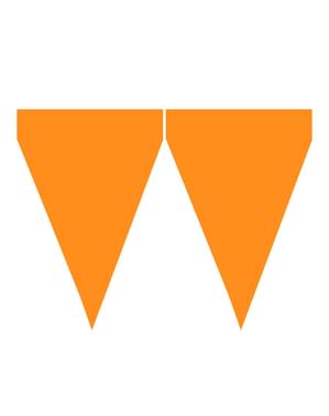 1 Girlang med småflaggor orange färgade - Slätstrukna färger