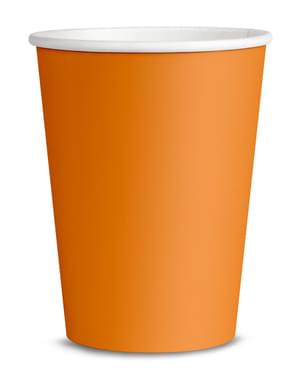 8 oranžových pohárov – Jednofarebné