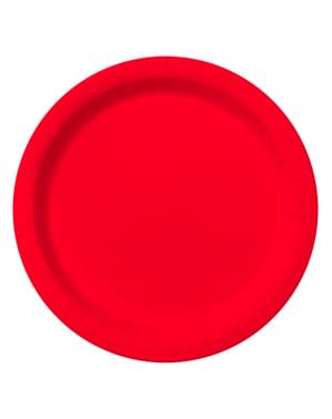 8 farfurii roșii (23 cm) - Culori simple