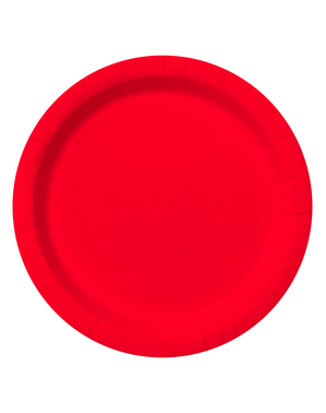 8 røde tallerkner (23 cm) - Plain Colours