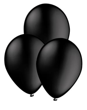 10 balões cor preto - Cores lisas