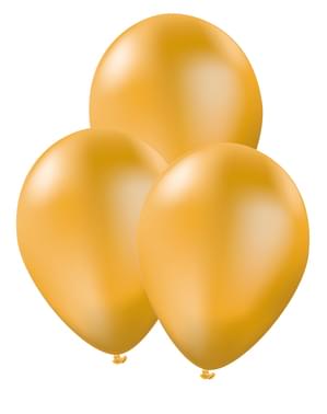 10 Gold Balloons - Plain Colours