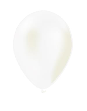 10 ballons blanc perle métallisés - Gamme couleur unie