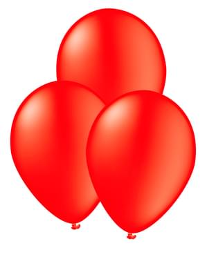 10 ballonger röda - Slätstrukna färger