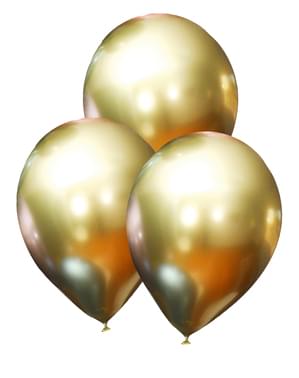 10 Metallic gouden ballonnen - Effen kleuren