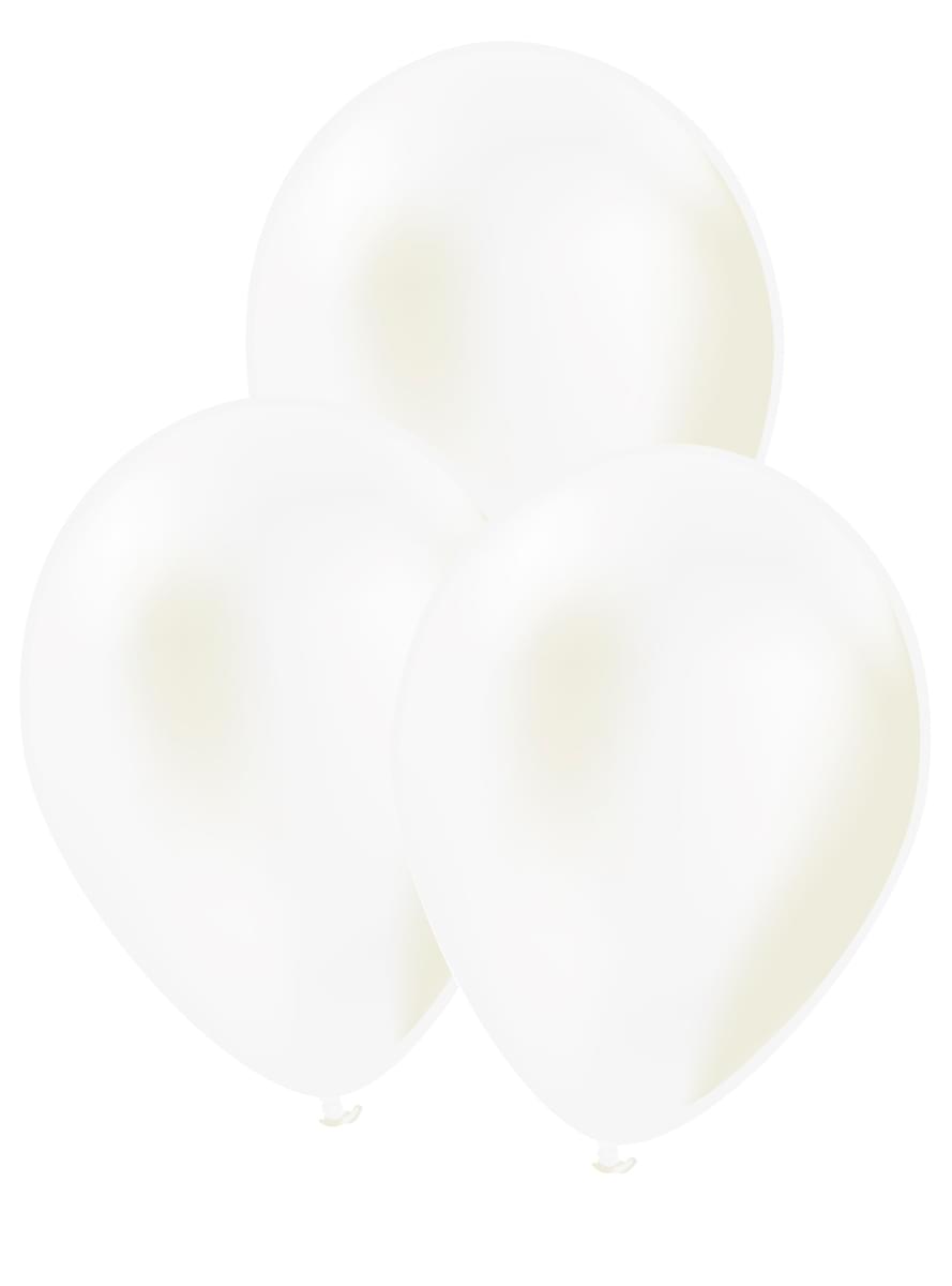 10 balonov v biserno beli metalik barvi - enobarvni 
