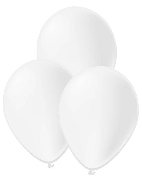 10 ballons blancs - Gamme couleur unie