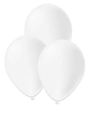 10 Hvite ballonger - Standard farger