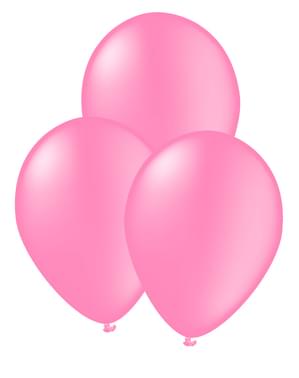 10 balões cor rosa suave - Cores lisas