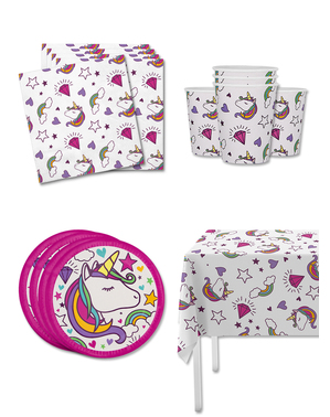 Kit decor pentru aniversare tematică unicorn pentru 8 persoane - Lovely Unicorn