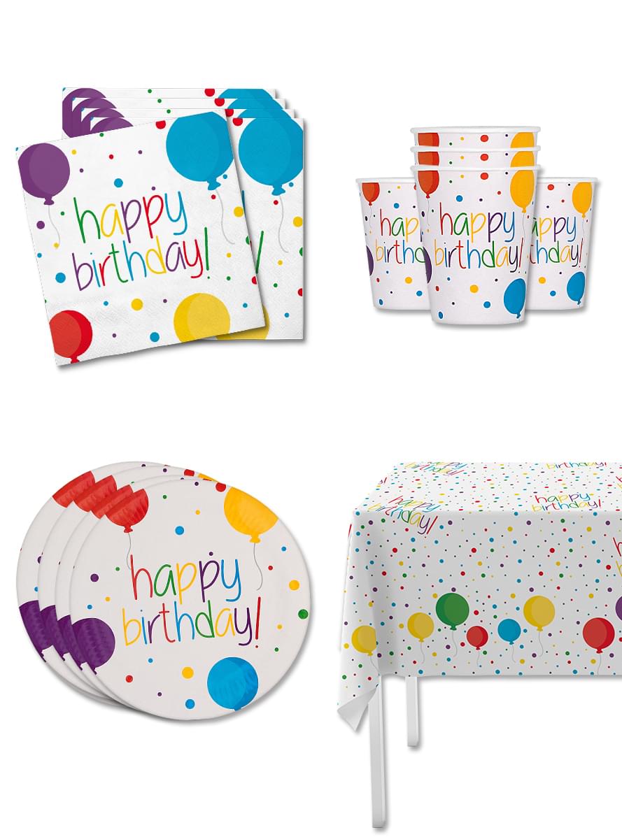 Kit decoración de cumpleaños para 8 personas - Happy Birthday
