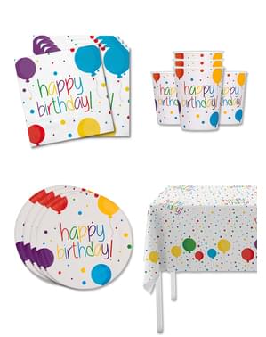 Kit decor pentru aniversare pentru 8 persoane - Happy Birthday