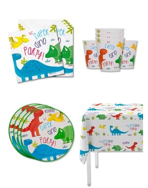 Kit decor pentru aniversare tematică dinozaur pentru 8 persoane - Dinosaurs party