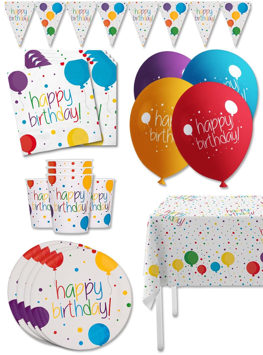 Kit decoración de cumpleaños Premium para 8 personas - Happy Birthday
