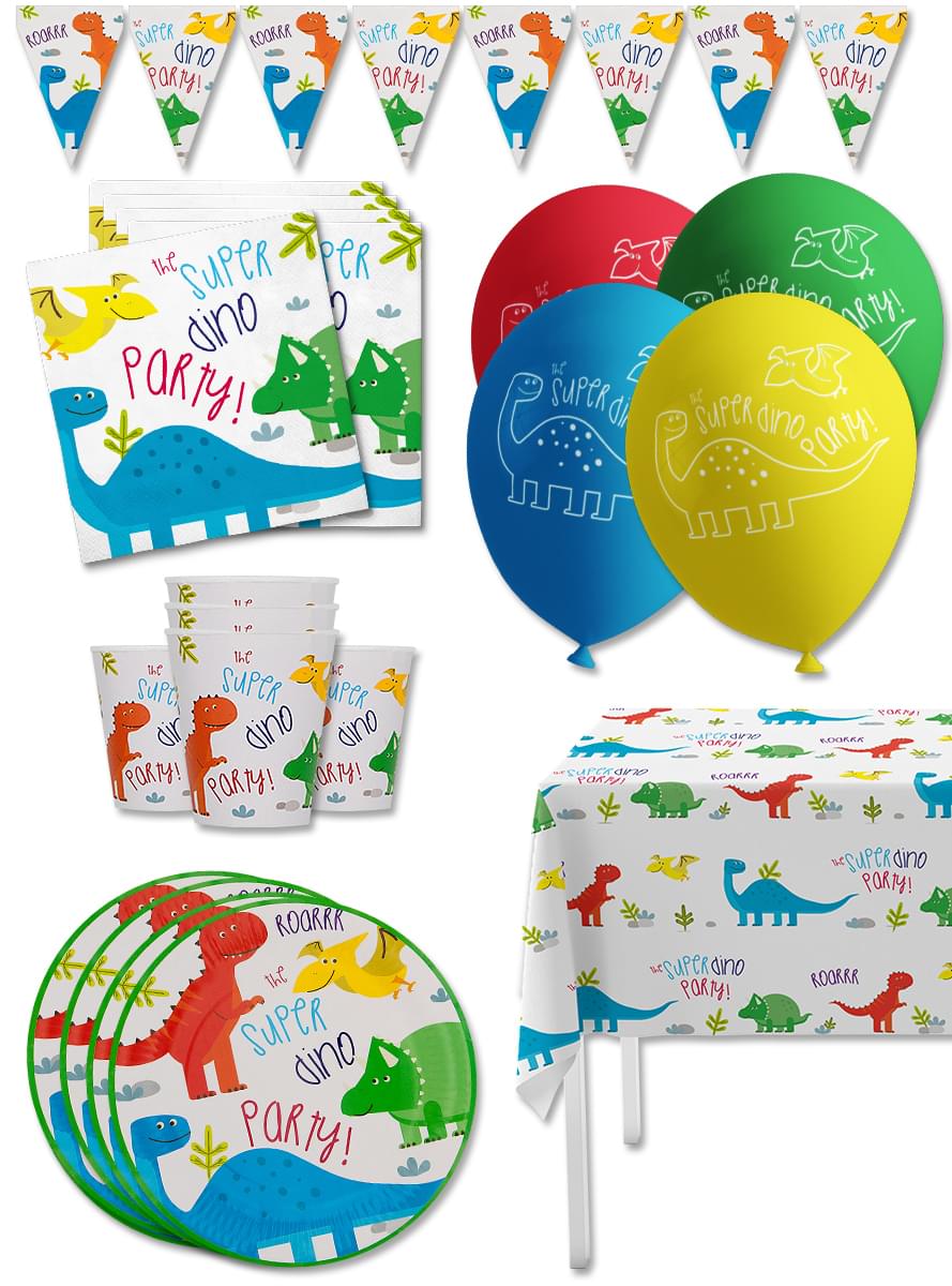 Dinosaurier Geburtstagsdeko Kit Premium für 8 Personen - Dinosaurs party