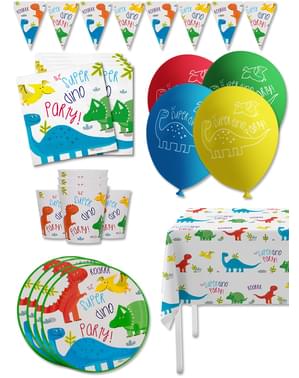Dekorationsset för födelsedagskalas Dinosarier Premium för 8 personer - Dinosaurs party