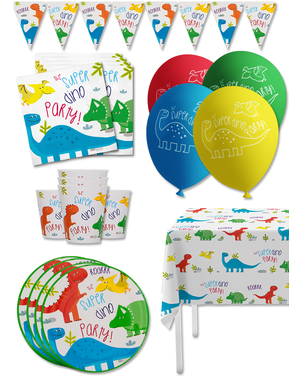 Kit decoración de cumpleaños de dinosaurios Premium para 8 personas - Dinosaurs party