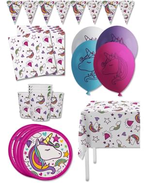 Kit de decor pentru aniversare unicorn premium pentru 8 persoane - Lovely Unicorn