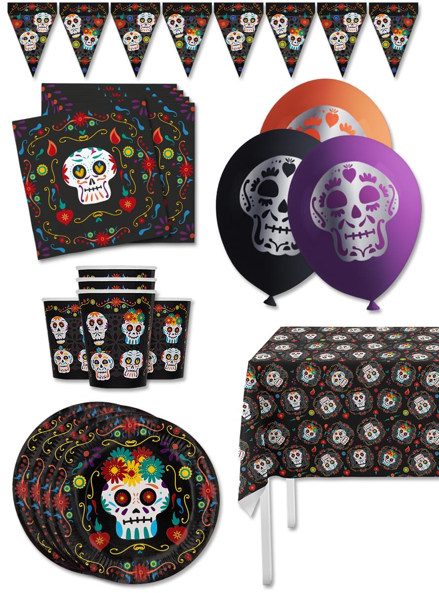 Kit decoração de festa de Catrina dia dos mortos Premium para 8 pessoas - Day of the Dead