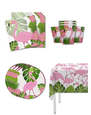 Комплект за украса за парти Фламинго за 8 души - Тропически фламинго