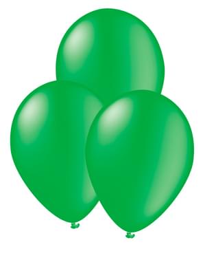 10 Green Balloons - Plain Colours