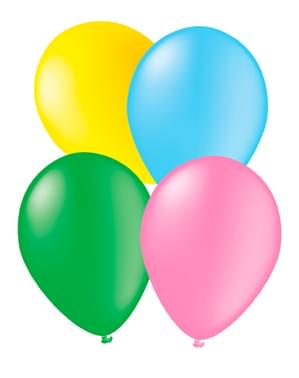 10 Multicolour Balloons - Plain Colours 