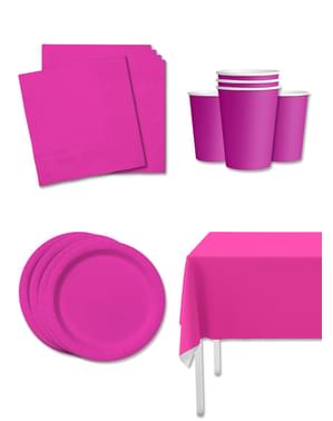 Kit decoração de festa cor fúcsia para 8 pessoas - Cores lisas