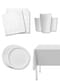 White Party Decoration Kit for 8 People - Plain Colours