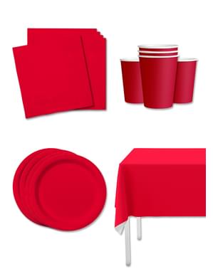 Red Party Decoration Kit for 8 People - Plain Colours