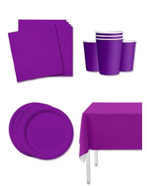 Violetiniai vakarėlių dekoracijos rinkinys 8 asmenims - Viencoloris