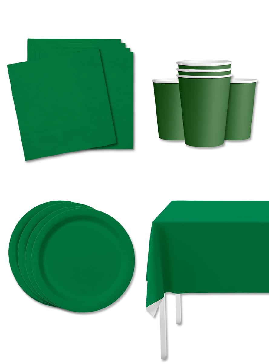 Kit decoração de festa cor verde para 8 pessoas - Cores lisas