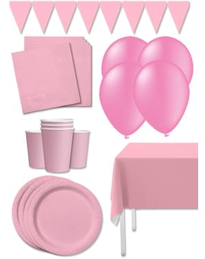 Kit decoração de festa cor rosa pálido Premium para 8 pessoas - Cores lisas