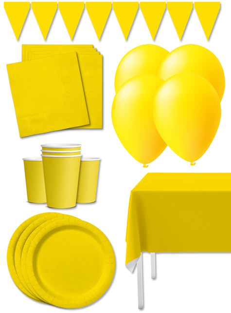 Premium Yellow Party Decoration Kit for 8 People - Plain Colours