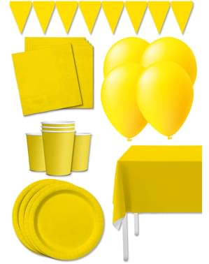 Dekorationsset för fest gult Premium för 8 personer - Slätstrukna Färger