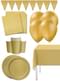 Kit decoración de fiesta color dorado Premium para 8 personas - Colores lisos
