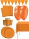 Kit decoración de fiesta color naranja Premium para 8 personas - Colores lisos