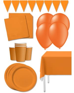 Kit decoración de fiesta color naranja Premium para 8 personas - Colores lisos