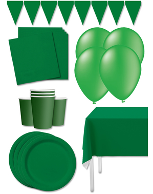 Premium grønt festdekorationssæt til 8 personer - Almindelige farver