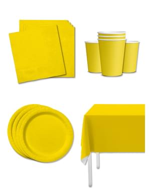 Жълт комплект за украса за парти за 8 души - обикновени цветове