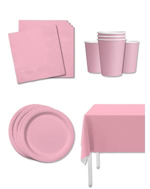 Kit decoração de festa cor rosa pálido para 8 pessoas - Cores lisas